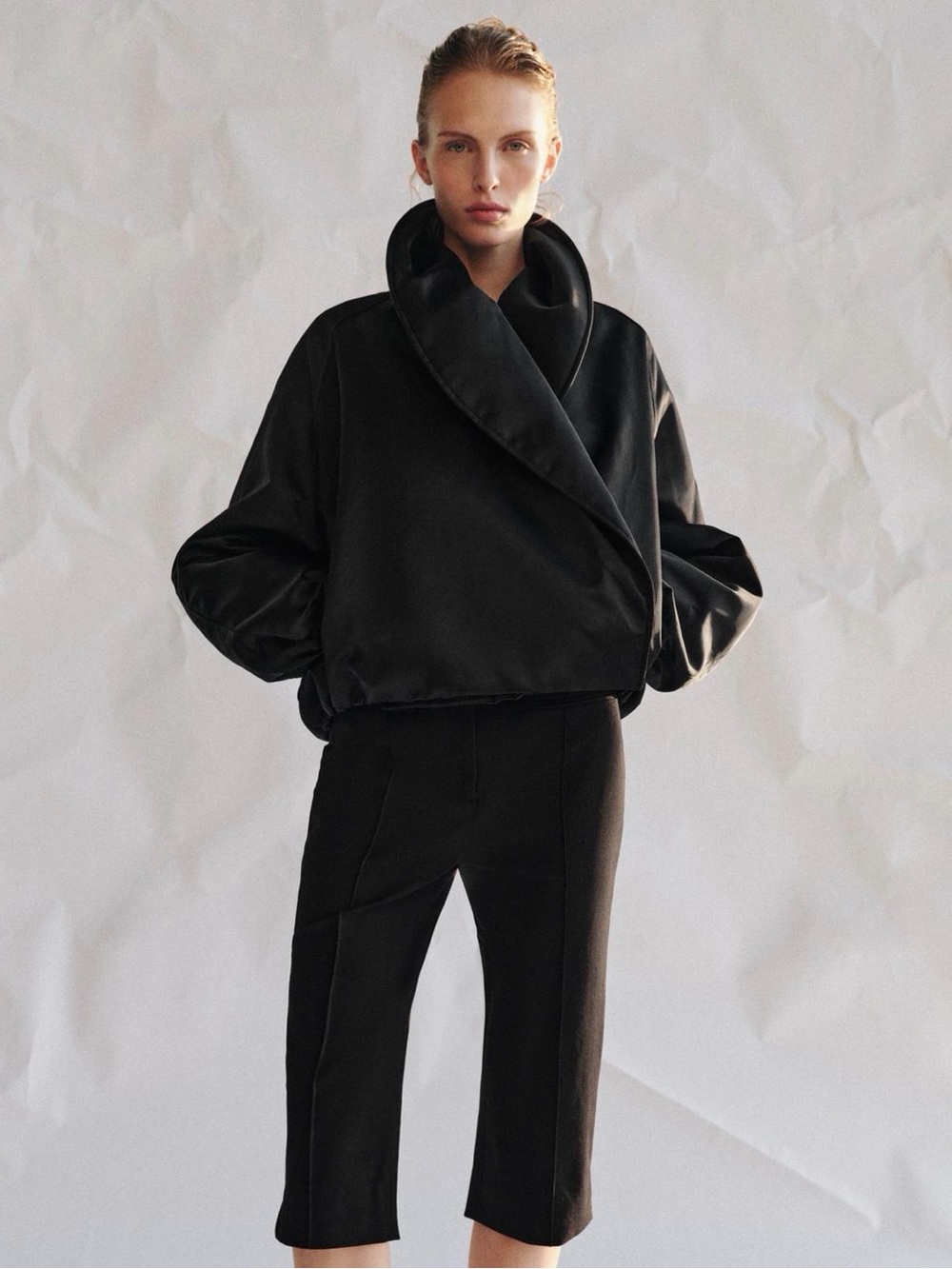 ZW Collection Padded Bomber Jacket - Black